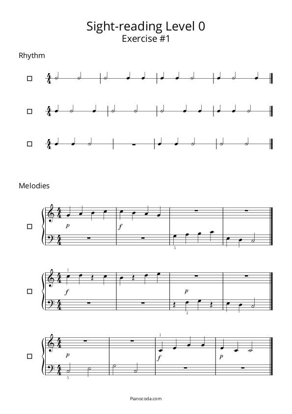 beginner sight-reading sheet 1