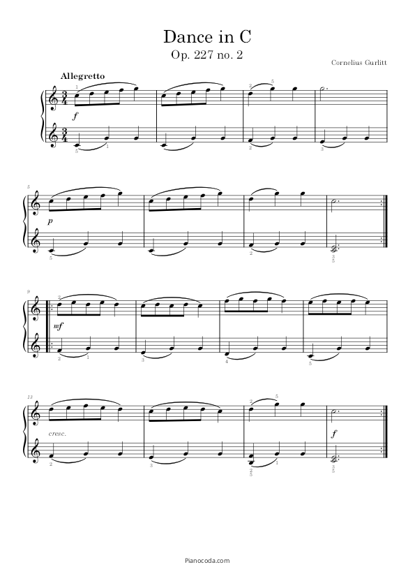 Dance in C op. 227 no. 2 - sheet music