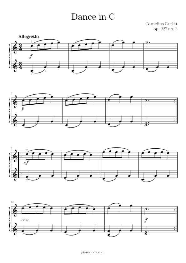Dance in C (Op. 227 no. 2) by Cornelius Gurlitt sheet music