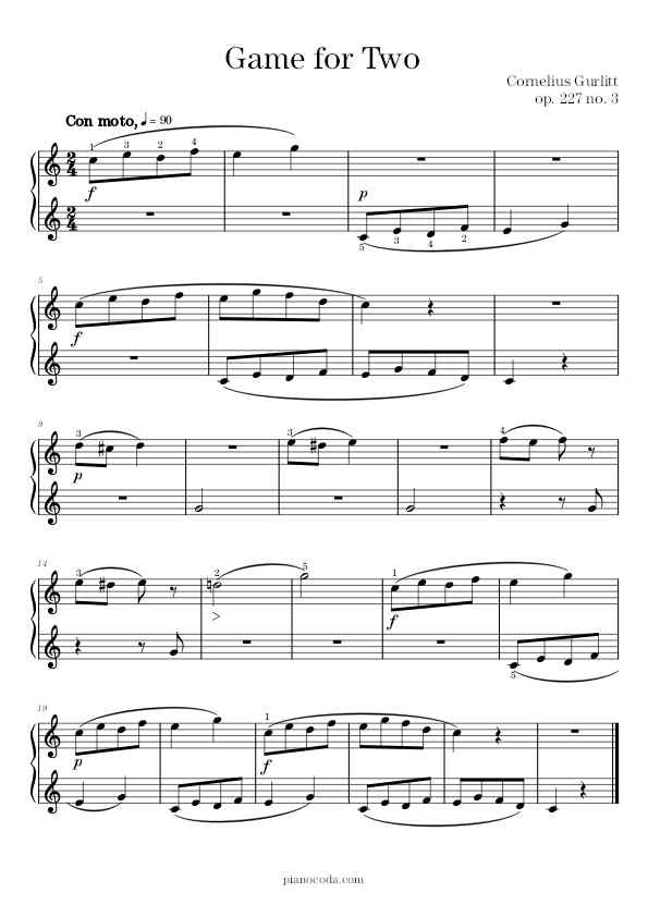 A Game for Two (Op. 227 no. 3) by Cornelius Gurlitt sheet music