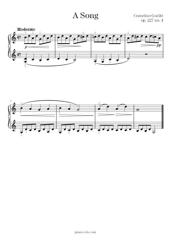 A Song (Op. 227 no. 4) by Cornelius Gurlitt sheet music