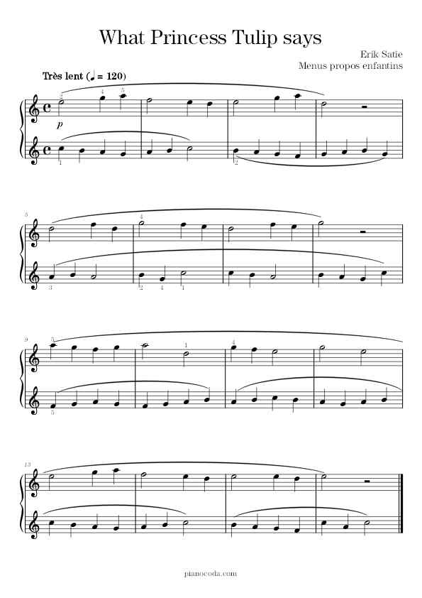What Princess Tulip says (Menus Propos Enfantins) by Erik Satie sheet music