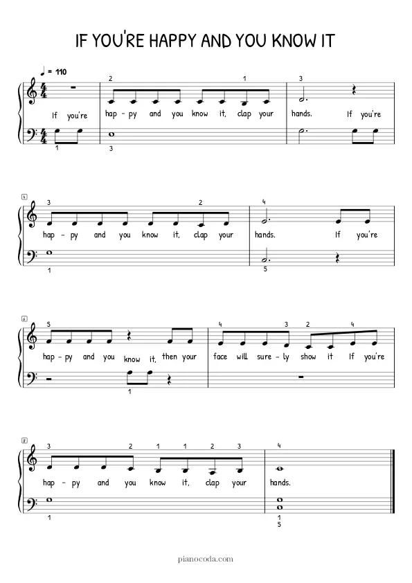 If you're happy and you know it sheet music