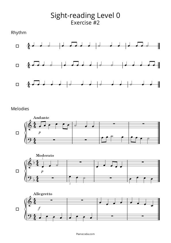 beginner sight-reading sheet 2