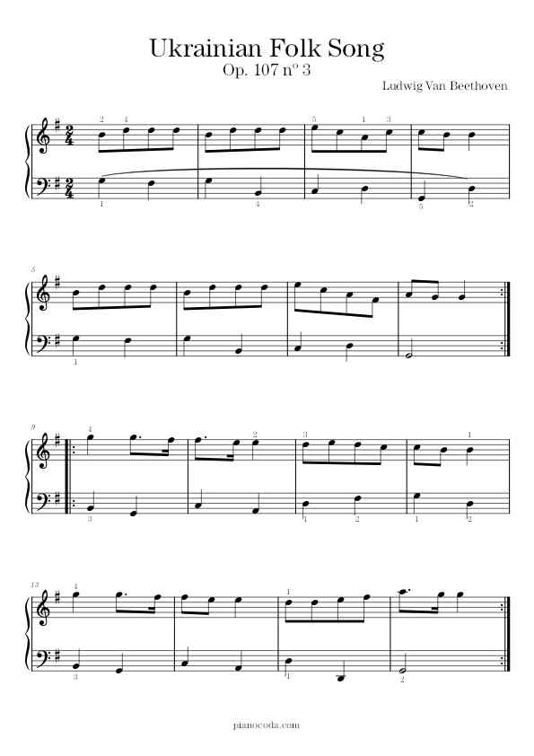 Ukrainian Folk Song (op. 107, no. 3) by Beethoven sheet music