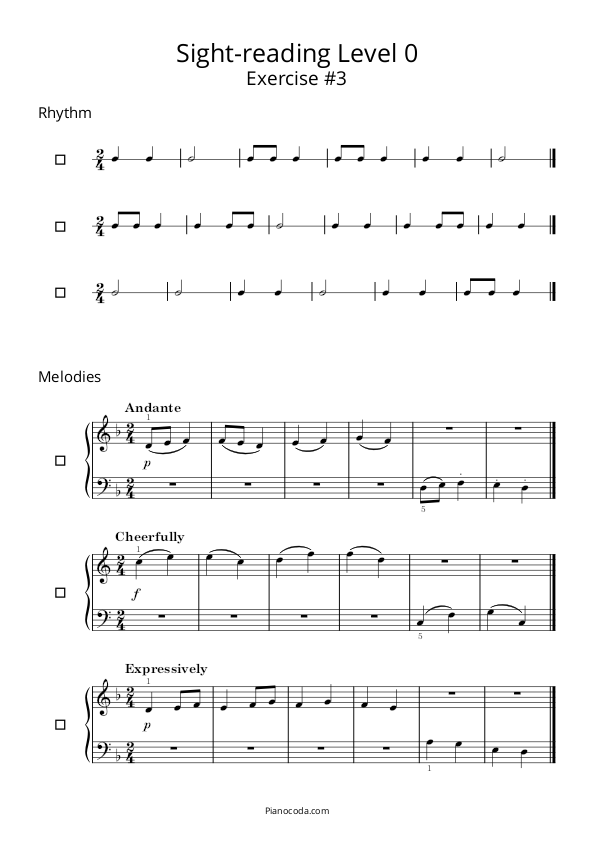 beginner sight-reading sheet 3