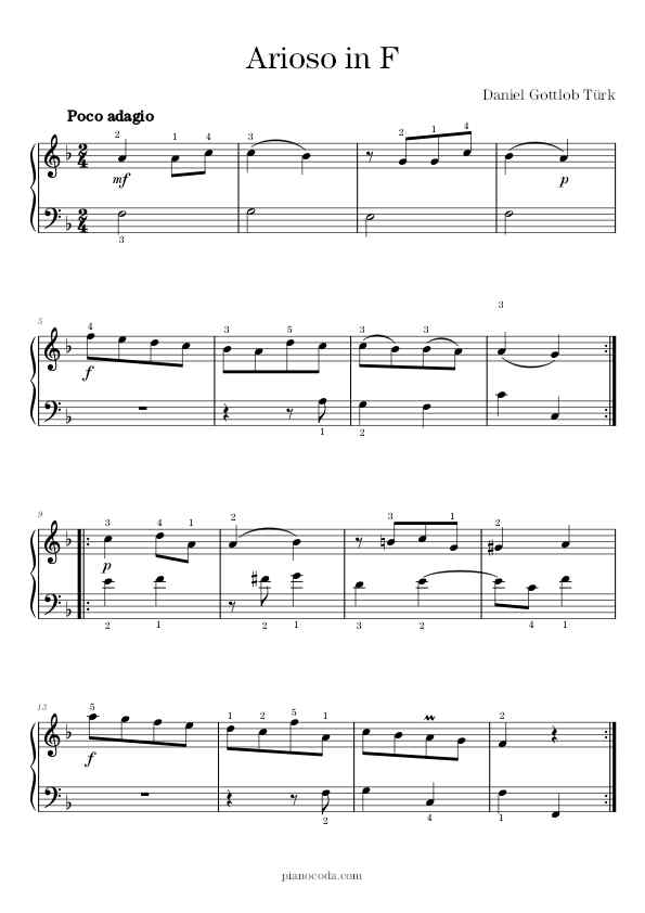 Arioso in F by Türk sheet music