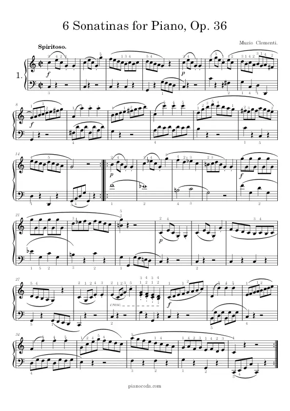 6 Sonatinas Op. 36 by Muzio Clementi piano sheet music