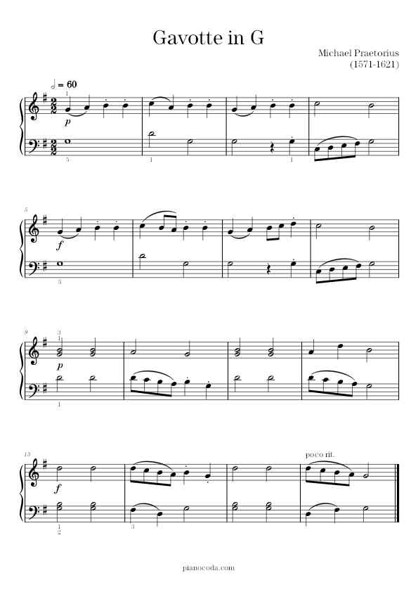 Gavotte in G (from Terpsichore) by Michael Praetorius sheet music