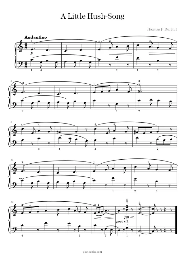 A Little Hush Song Thomas Dunhill sheet music