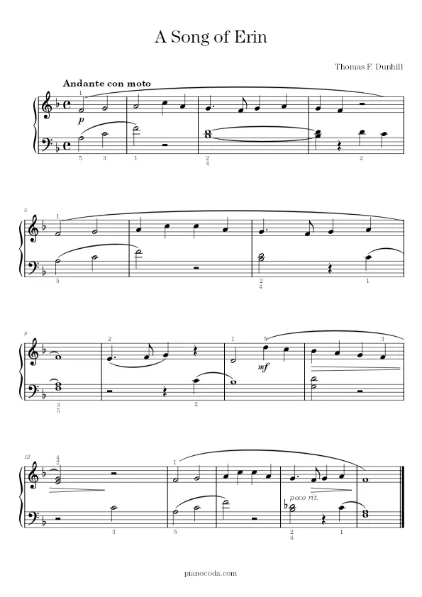A Song of Erin Thomas Dunhill sheet music