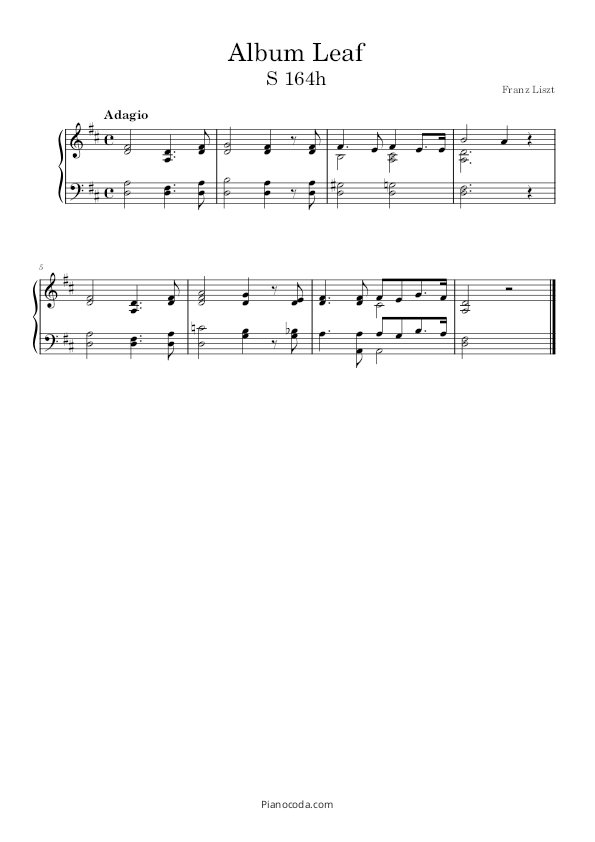Liszt Album Leaf S 164h pdf sheet music