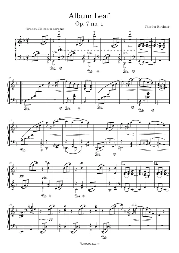 Theodor Kirchner Album Leaf op. 7 no. 1 pdf sheet music