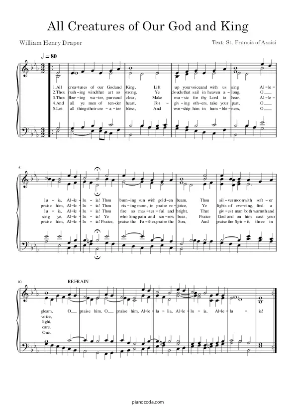 All Creatures of Our God and King William Henry Monk PDF sheet music