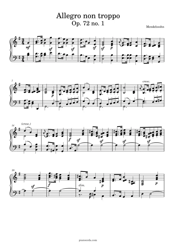 Allegro non troppo Op. 72 no. 1 sheet music