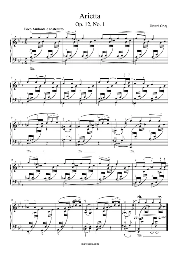 Arietta from Lyric Pieces Op. 12 No. 1 Edvard Grieg PDF sheet music