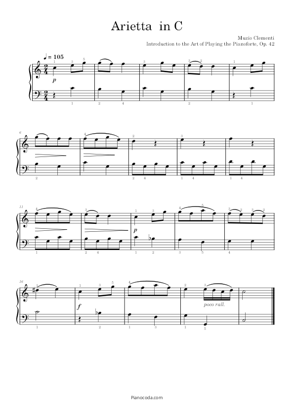 Arietta in C (Introduction to the Art of Playing the Pianoforte, op. 42) by Muzio Clementi sheet music