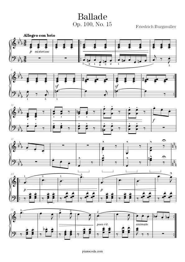 Ballade Burgmüller sheet music