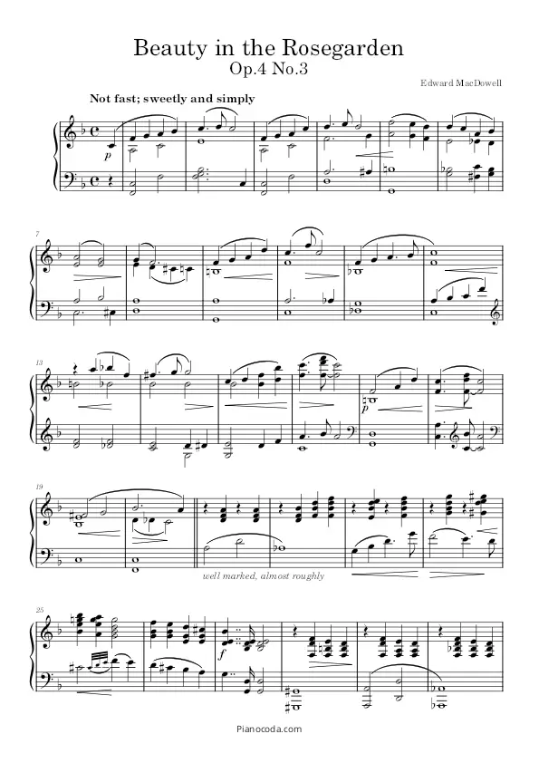 Beauty in the Rosegarden, Op.4 no. 3 sheet music pdf