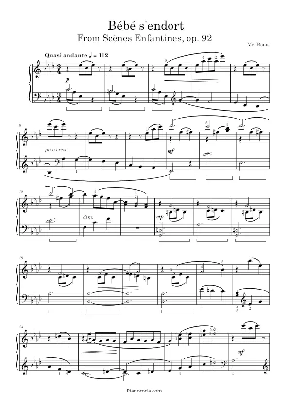 Bébé s'endort Op. 92 no. 7 PDF sheet music