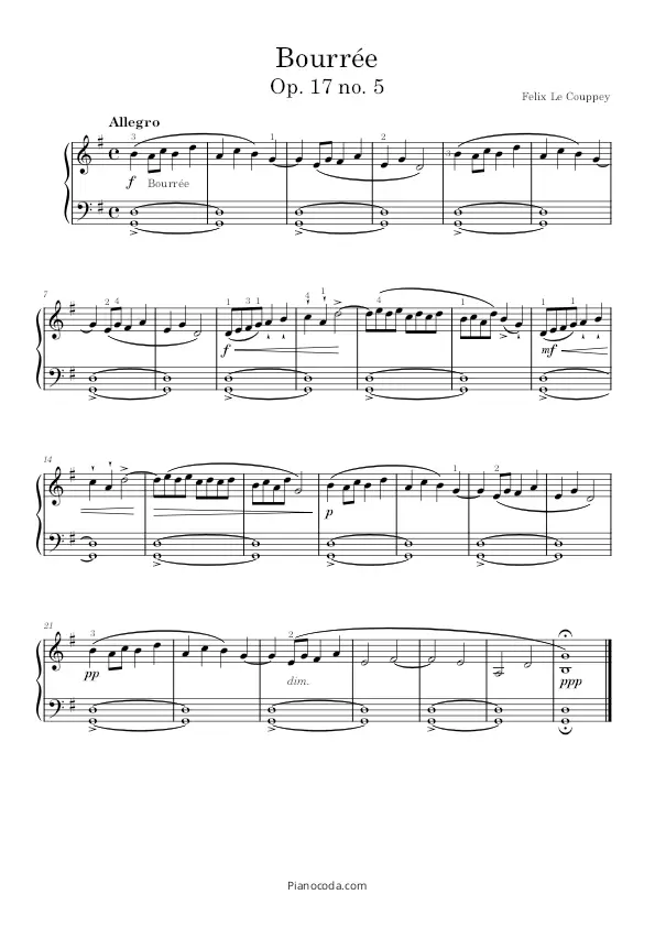 Bourrée Op. 17 no. 5 sheet music