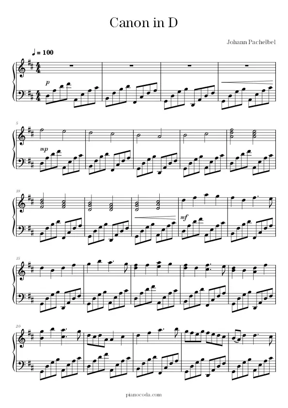 Canon in D Johann Pachelbel sheet music