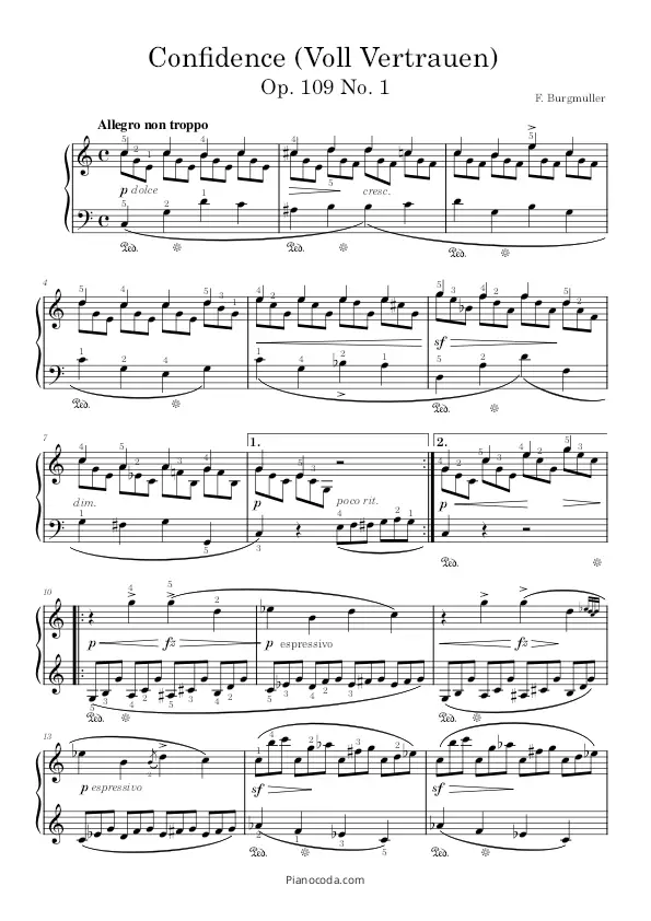 Confidence Op. 109 no. 1 by Burgmüller sheet music
