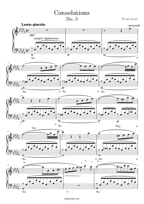 Consolation No. 3 by Franz Liszt piano sheet music