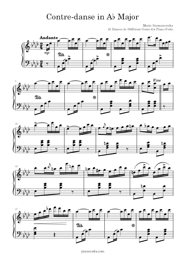 Contre-danse in A Flat Major piano sheet music