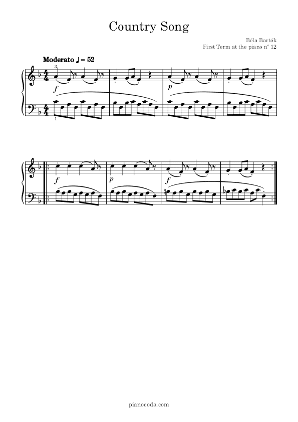 Country Song Béla Bartók PDF sheet music