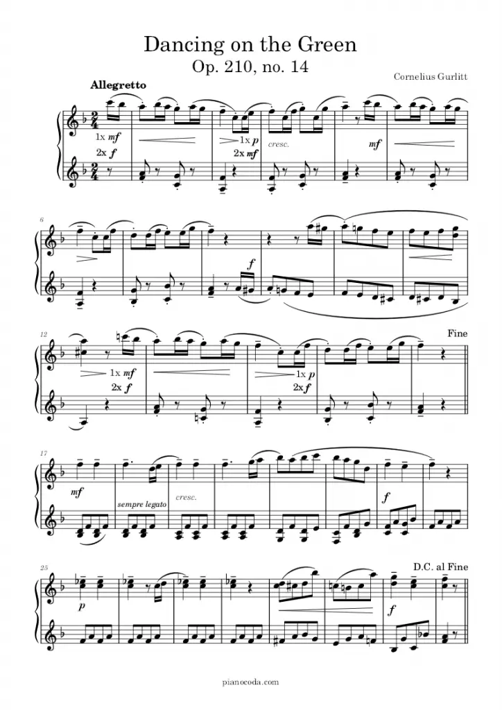 Dancing on the Green Op. 210, no. 14 by Cornelius Gurlitt sheet music