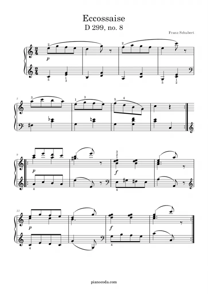 Écossaise D 299, no. 8 Franz Schubert PDF sheet music