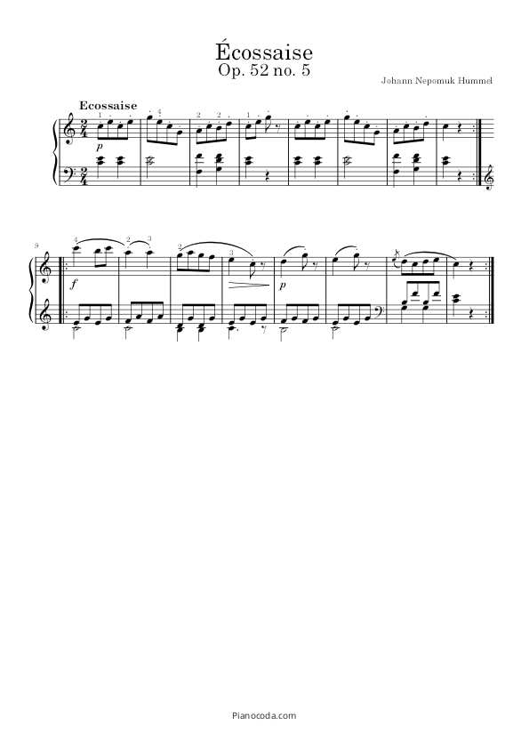 Ecossaise Op. 52 no. 5 sheet music pdf