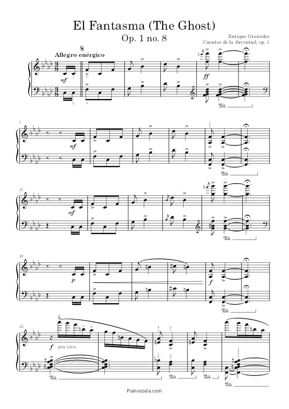 El Fantasma Op. 1 no. 8 Granados PDF sheet music