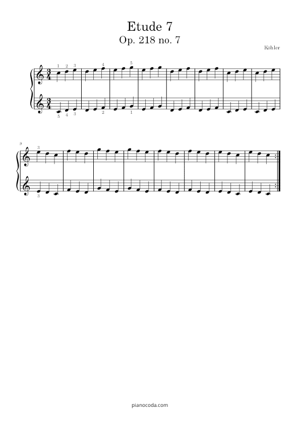 Etude 7 Op. 218 no. 7 by Kohler PDF sheet music