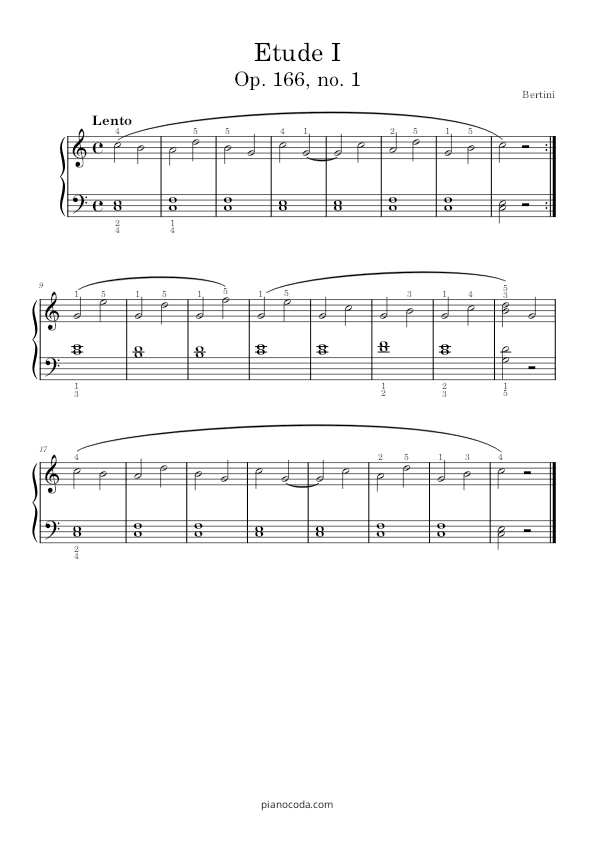 Etude I Op. 166 no. 1 by Bertini PDF sheet music