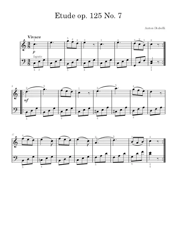 Etude Op. 125 No. 7 by Diabelli PDF sheet music