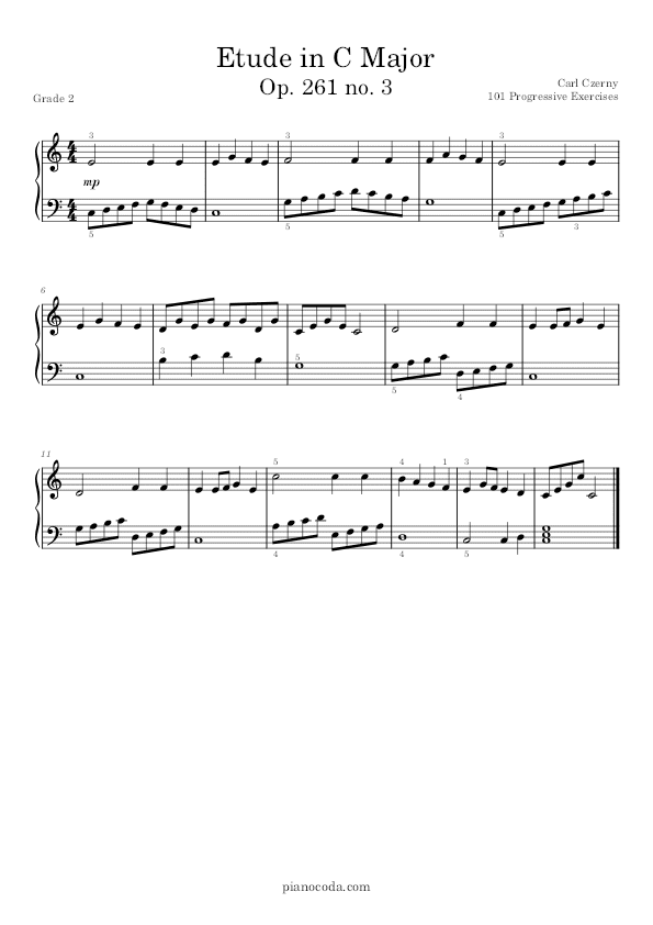 Etude in C Major Op. 261 no. 3 Carl Czerny PDF sheet music
