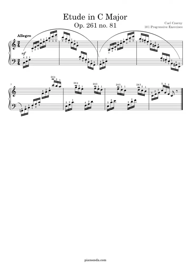 Etude in C Major Op. 261 no. 81 by Carl Czerny sheet music
