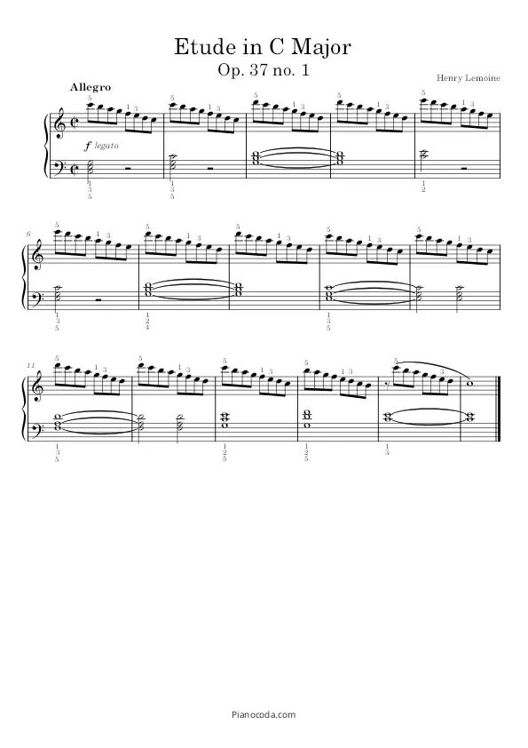 Etude in C Op. 37 no. 1 Lemoine PDF sheet music