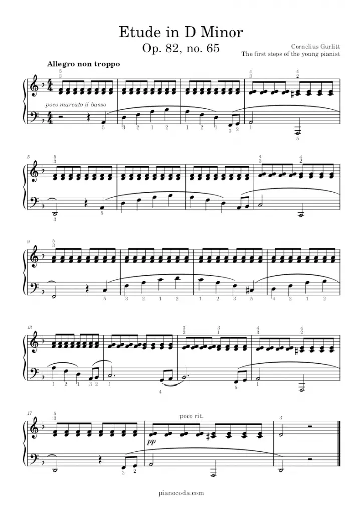 Etude in D Minor Op. 82, no. 65 by Cornelius Gurlitt sheet music