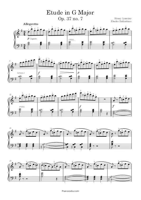 Etude in G Major Op. 37 no. 7 PDF Sheet music