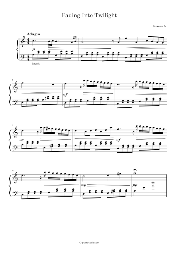 Fading into Twilight piano neoclassical sheet music