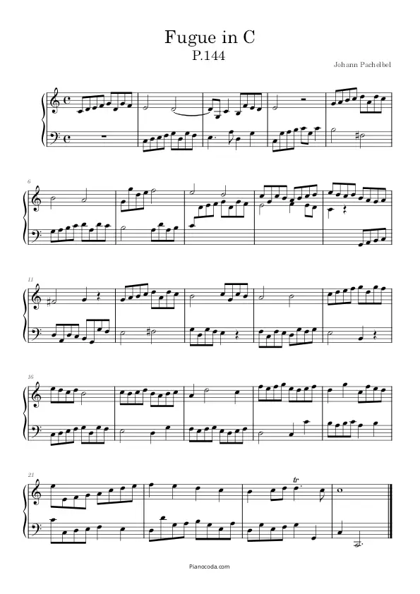 Fugue in C Major P144 by Pachelbel sheet music