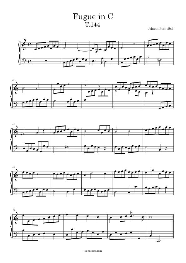 Fugue in C Major P.144 by Pachelbel sheet music