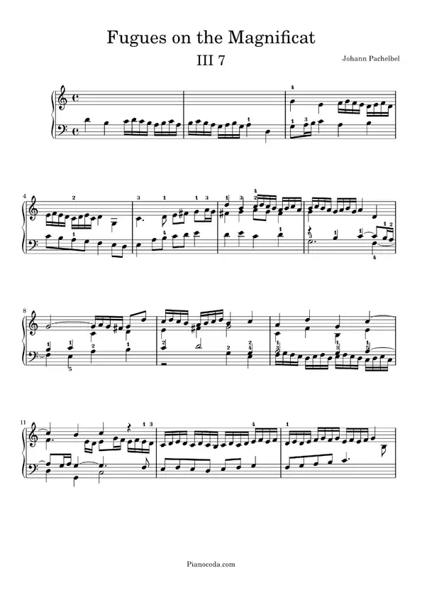 Fugues on the Magnificat III 7 by Johann Pachelbel sheet music