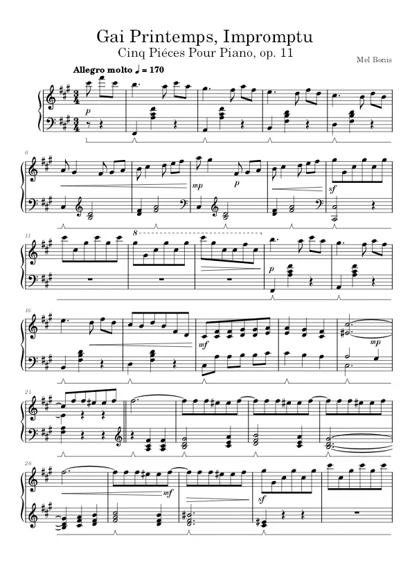 Gai Printemps piano sheet music