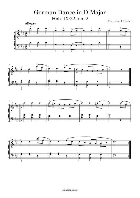 German Dance in D Major Hob. IX 22 no. 2 Haydn PDF sheet music