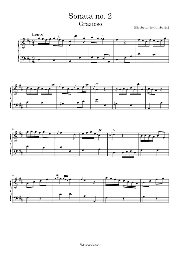 Grazioso from Sonata no. 2, op. 1 pdf sheet music