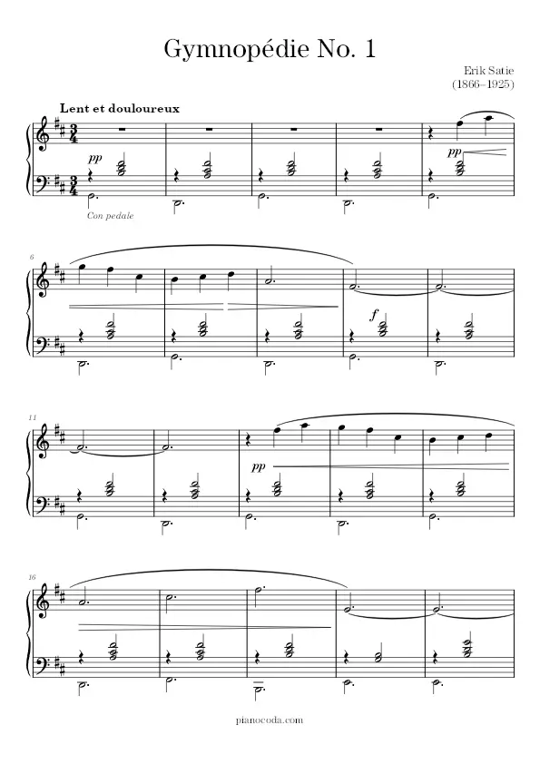 Gymnopédie No. 1 Erik Satie sheet music